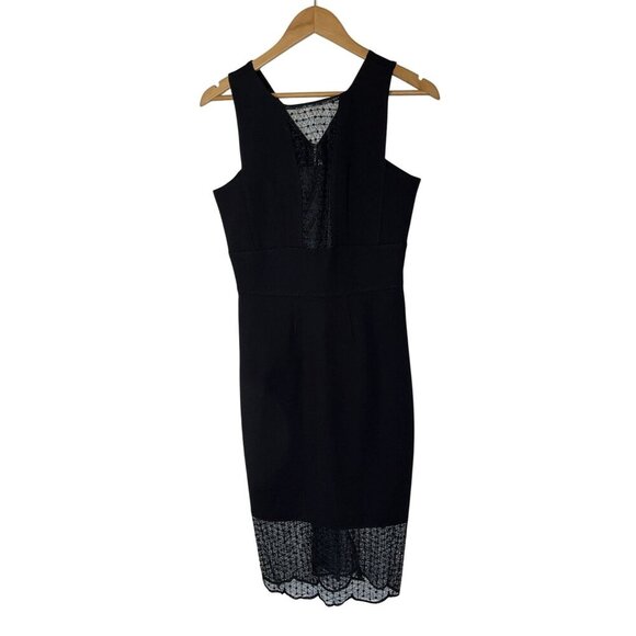 NWT Yoana Baraschi Black Sleeveless Lace Hem  Women's Midi Dress Size Small - Picture 1 of 9